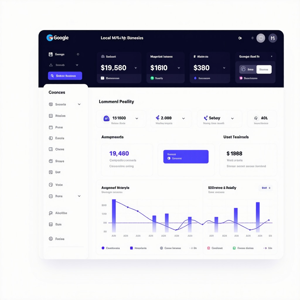 Digital dashboard showing AI insights, sentiment analysis, and AR for Google My Business local SEO enhancement