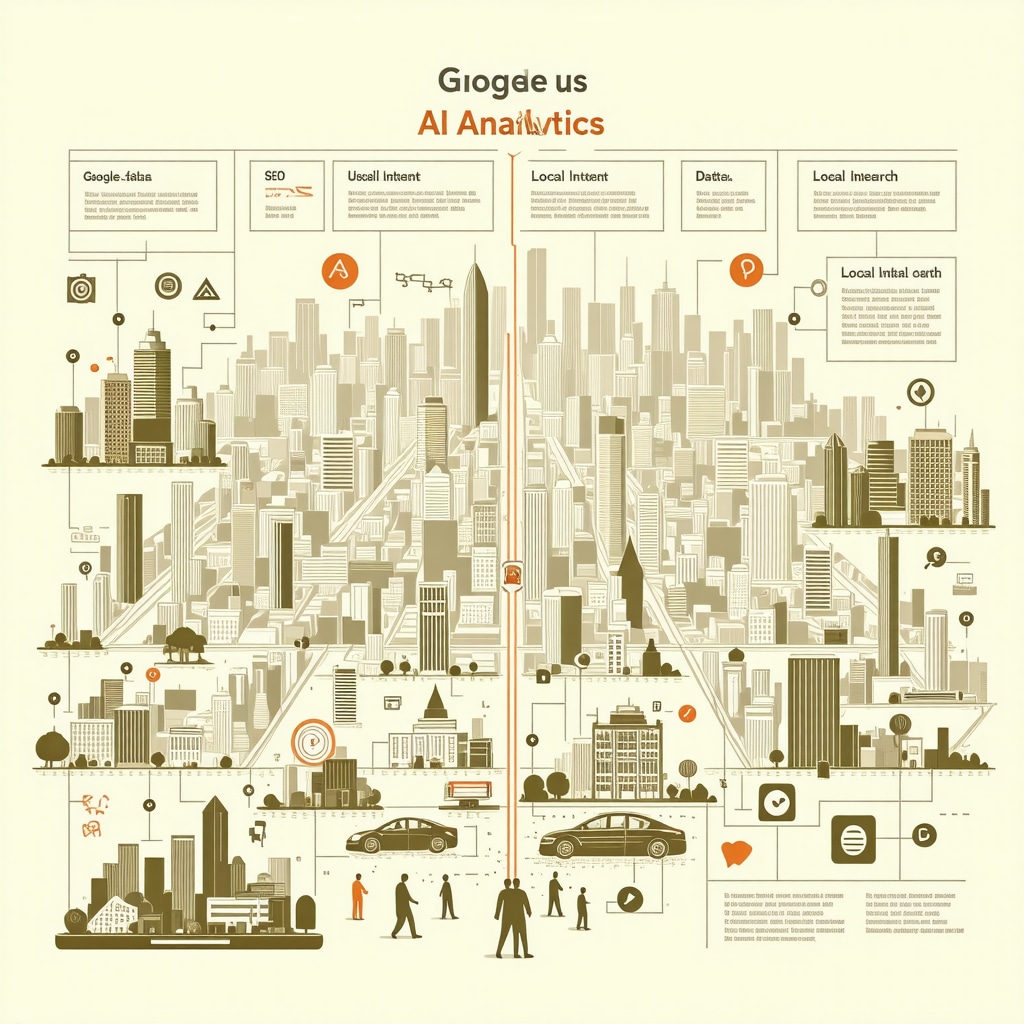 Infographic showing AI analytics integration with Google Maps SEO highlighting user intent and local optimization