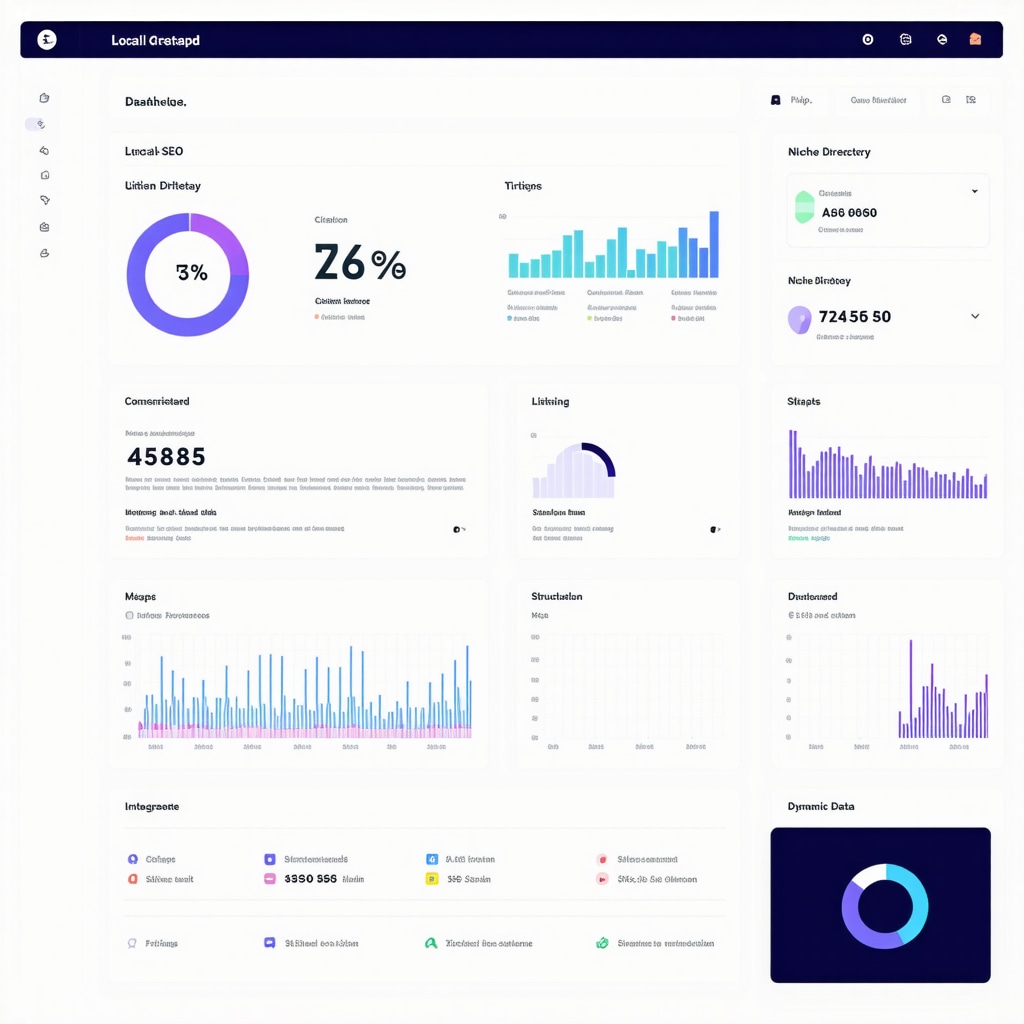 Dashboard showcasing AI analytics for local SEO citation management with graphs and maps