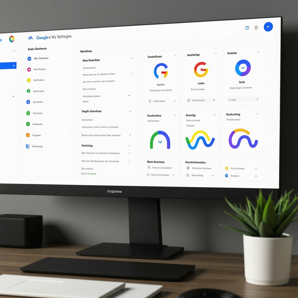 Screenshot of a digital dashboard displaying AI tools for managing multiple Google My Business listings with SEO metrics