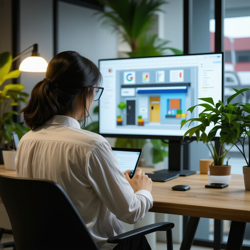 Business owner using AI and augmented reality tools for Google My Business verification
