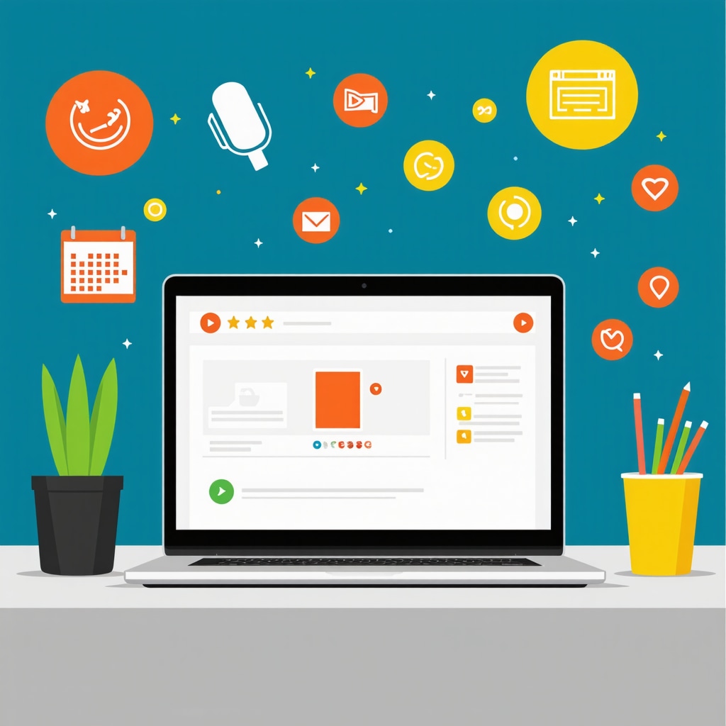 Illustration showing AI analytics, voice search, and dynamic content calendar for Google My Business local SEO
