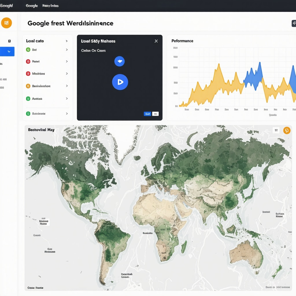 Digital dashboard with AI analytics and local SEO data for optimizing Google My Business posts