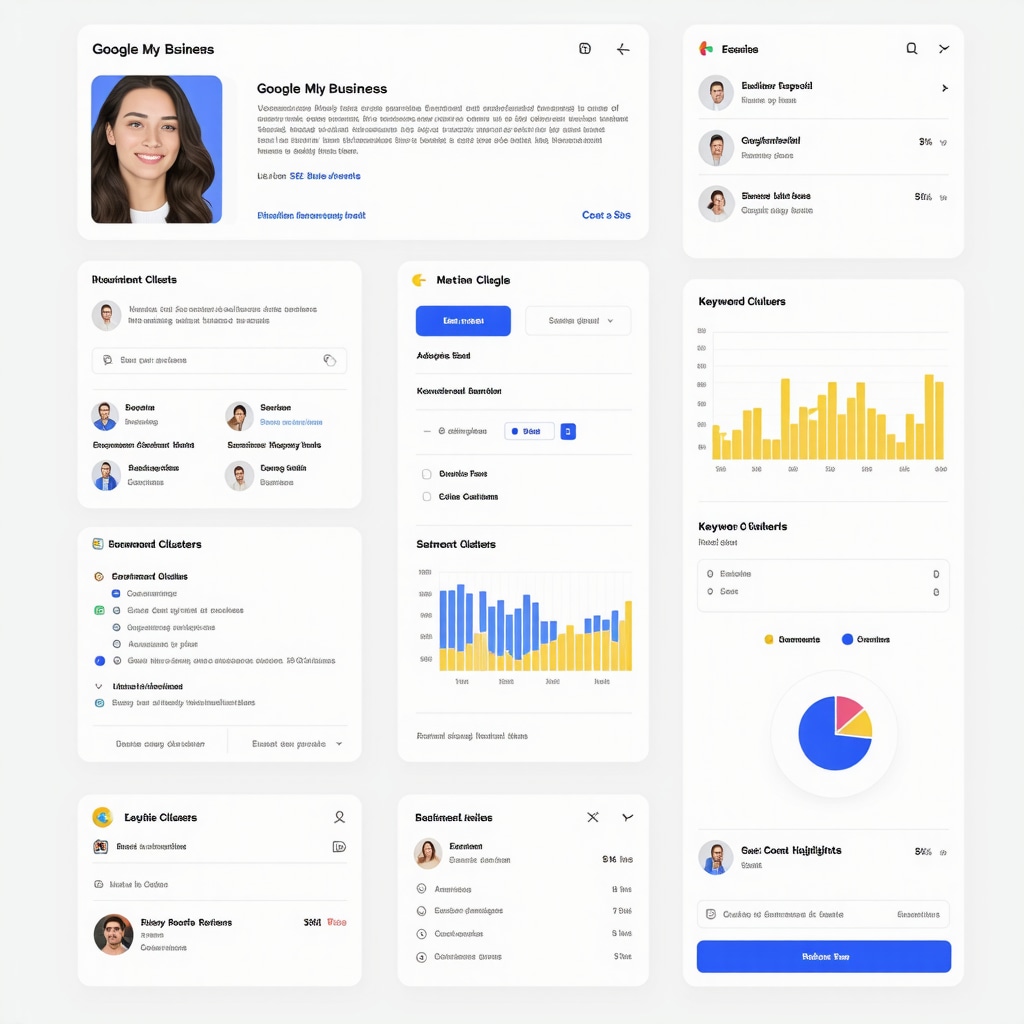 Dashboard displaying AI-driven sentiment analysis and keyword insights for Google My Business reviews