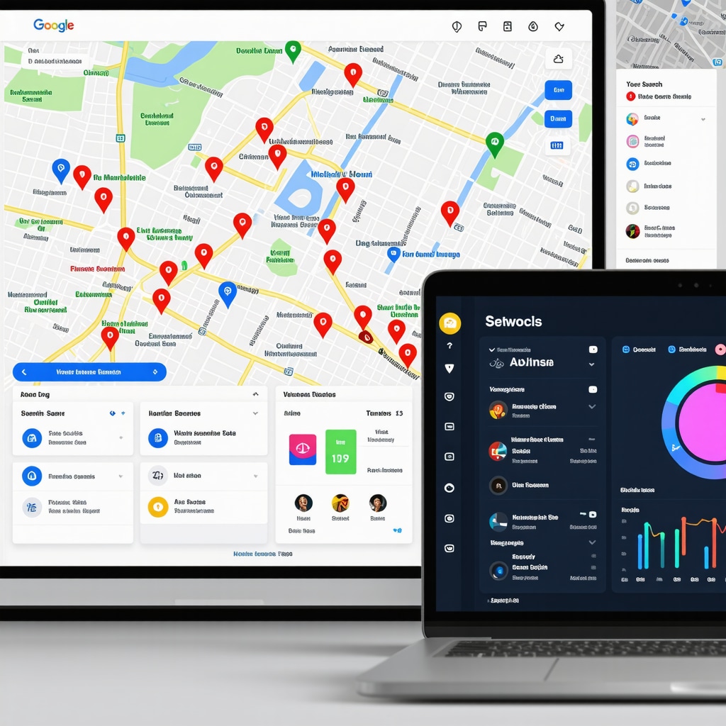 Digital dashboard showing AI-driven keyword and engagement analytics for local businesses on Google My Business