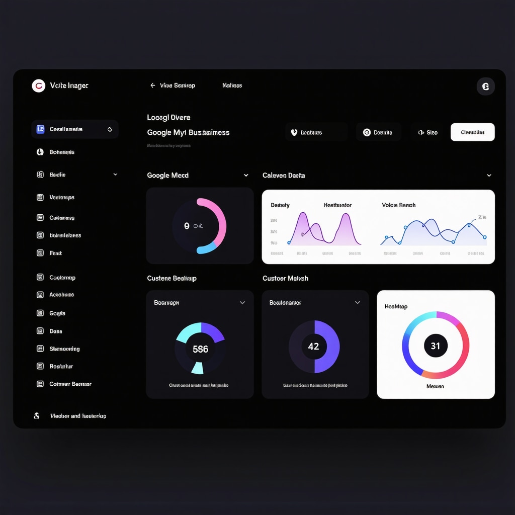 Digital dashboard showcasing AI-based local SEO analytics and Google My Business performance data