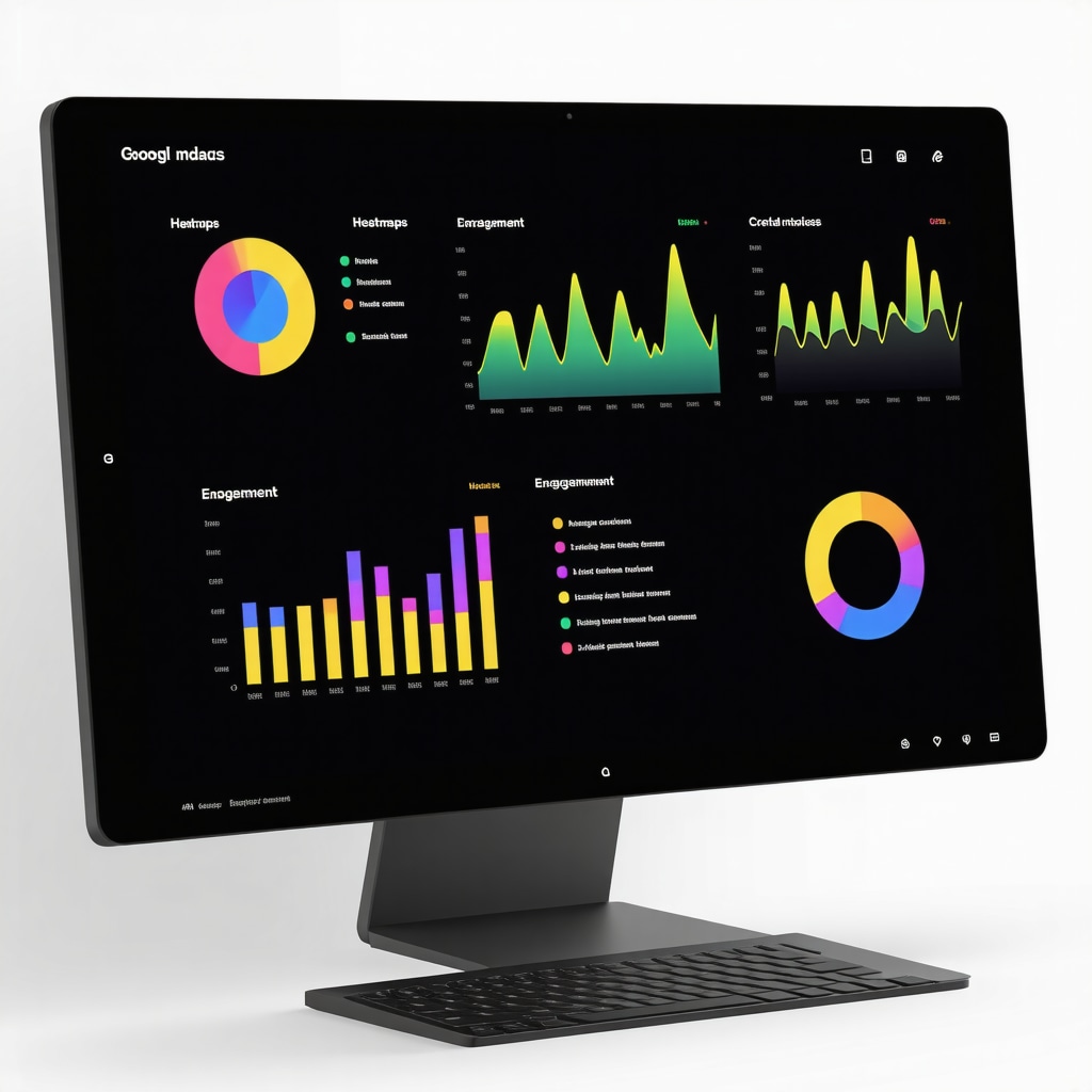 Screenshot of an advanced Google My Business analytics dashboard showing user engagement metrics and AI content suggestions