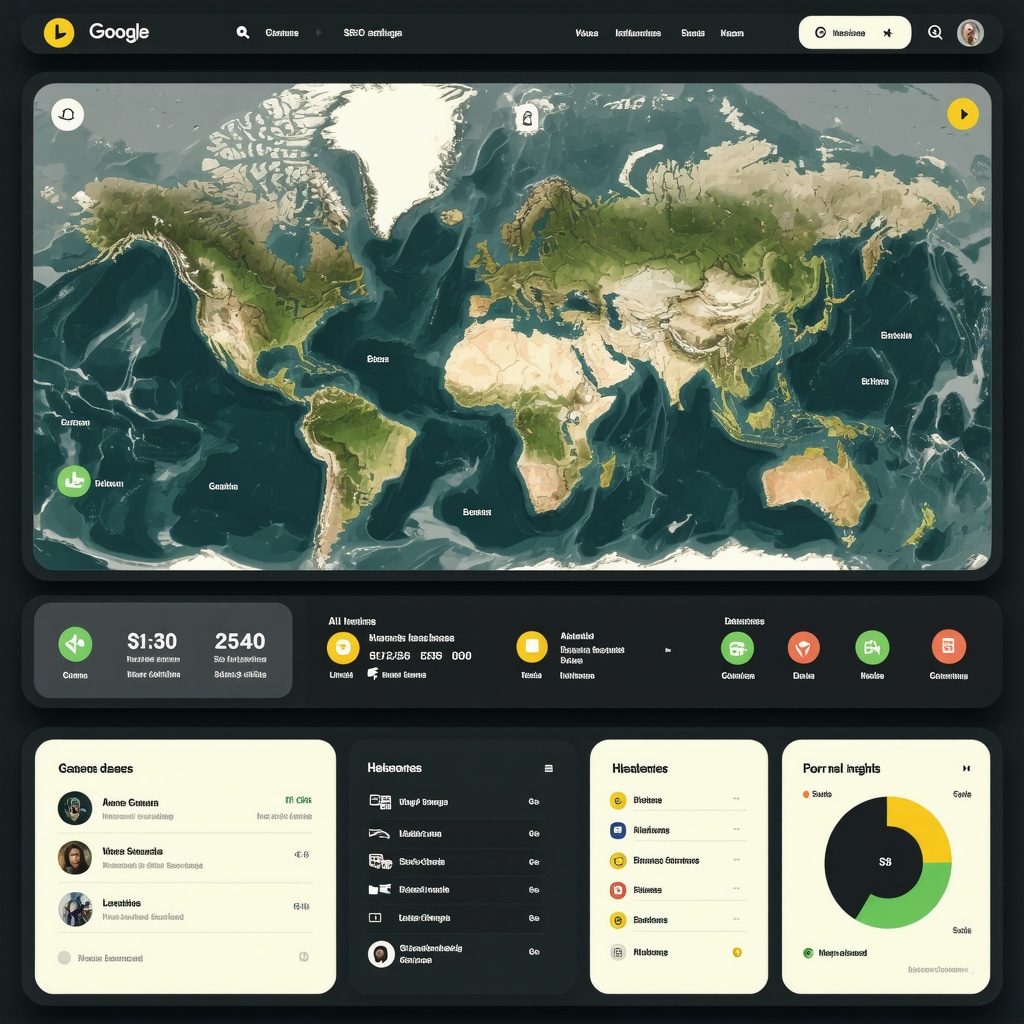 Dashboard showing AI-enhanced Google Maps SEO analytics with user behavior and influencer data