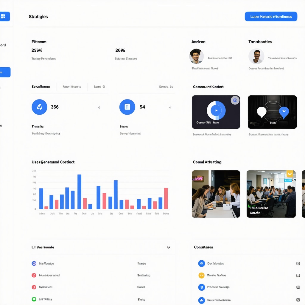 Dashboard displaying Google My Business insights, AI tools, and user-generated content for local SEO optimization