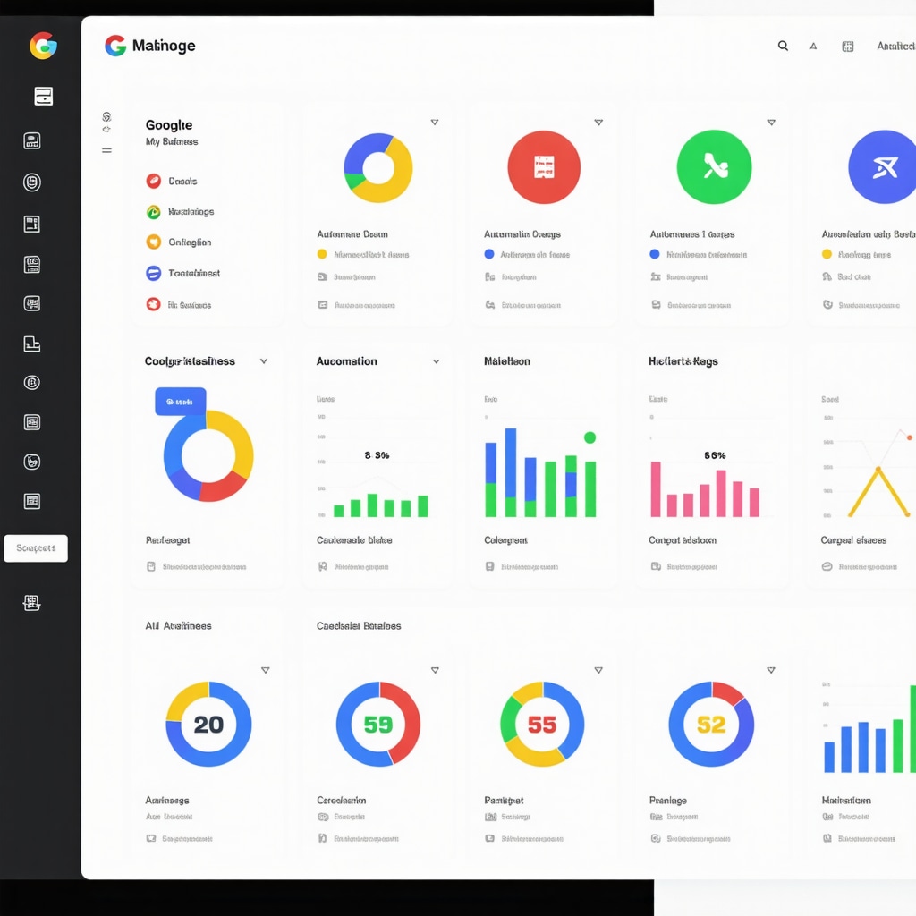 Digital dashboard displaying GMB analytics and AI chatbot integration for local SEO