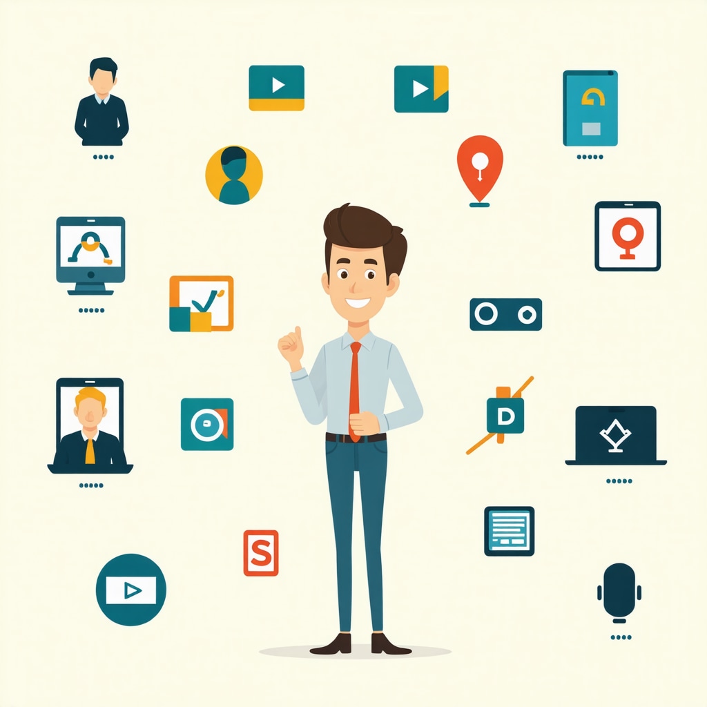 Infographic depicting local business with icons for link-building, structured data, NLP, and voice search optimization