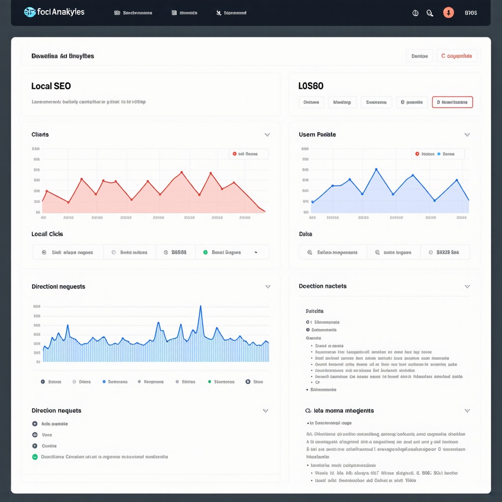 Digital dashboard showing local SEO behavioral analytics and code snippets for geo-targeted schema markup