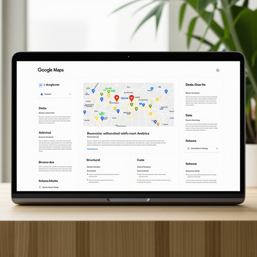 Infographic illustrating the role of behavioral analytics and structured data in Google Maps ranking optimization