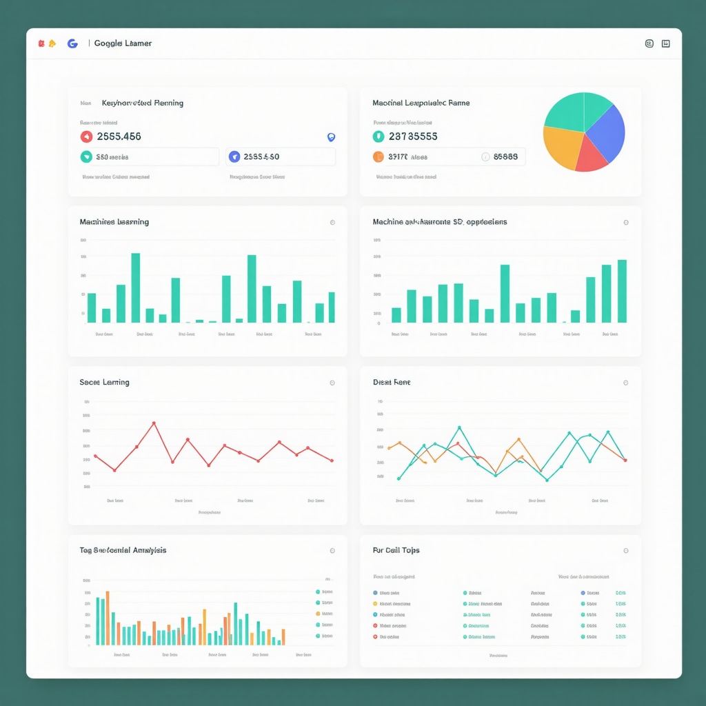 Digital dashboard displaying Google Keyword Planner data alongside machine learning and NLP analytics for enhanced local keyword optimization