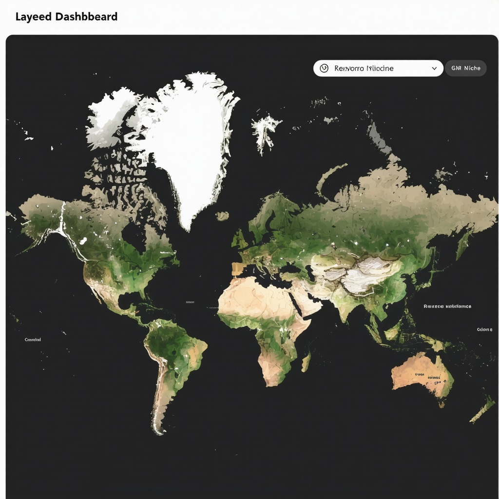 Digital dashboard featuring layered local keyword data, Google Keyword Planner insights, and Google My Business analytics with map highlights