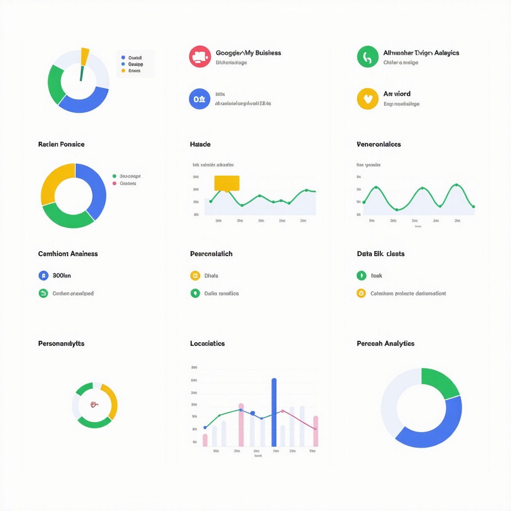 Dashboard with charts and AI metrics illustrating behavioral analytics and content personalization for Google My Business optimization