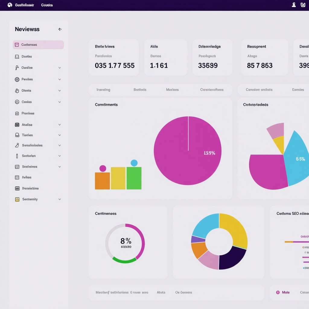 Dashboard illustrating NLP analysis of Google My Business reviews with sentiment and keyword data