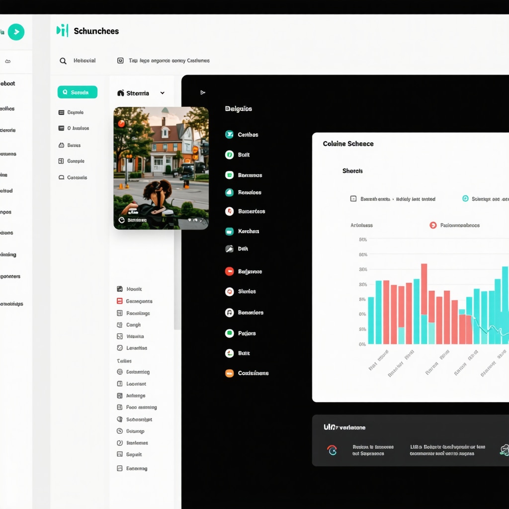 Dashboard with behavioral analytics graphs and structured data schema visualization for local business SEO