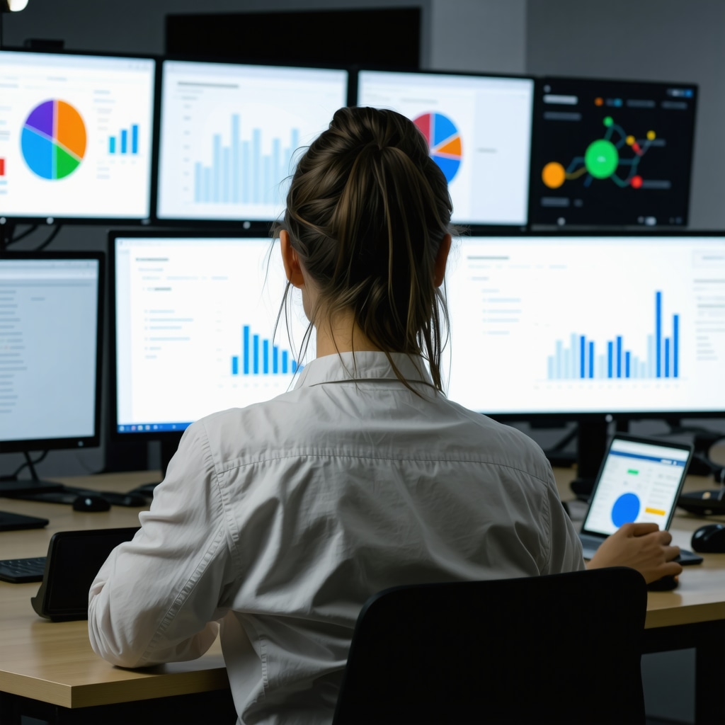 Digital marketing professional reviewing local SEO data and structured data code