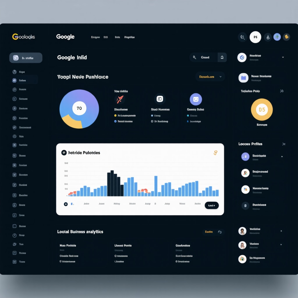 Dashboard showing Google Business Profile analytics with AI and local SEO indicators