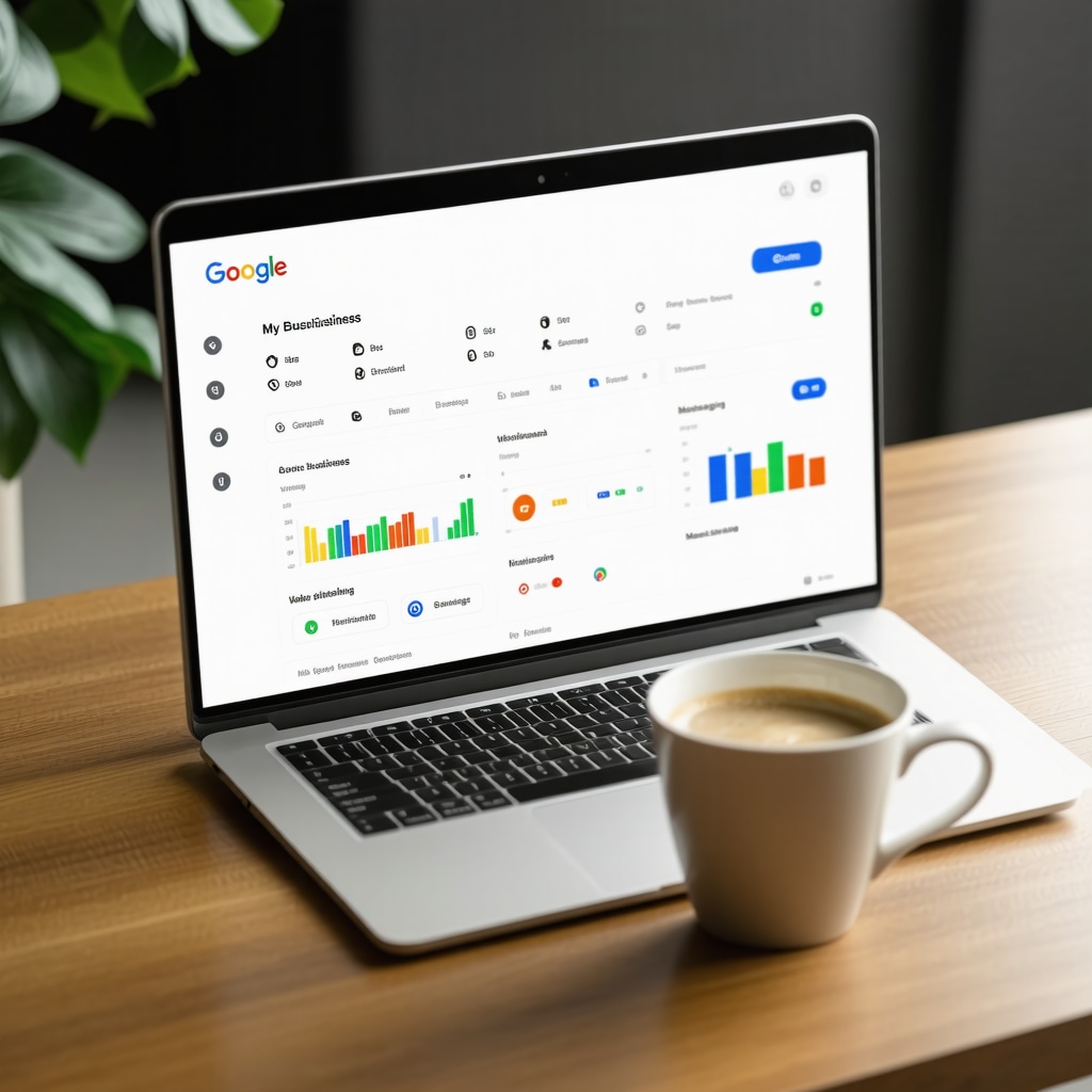 Detailed view of Google My Business dashboard showing messaging and Q&A features on a laptop