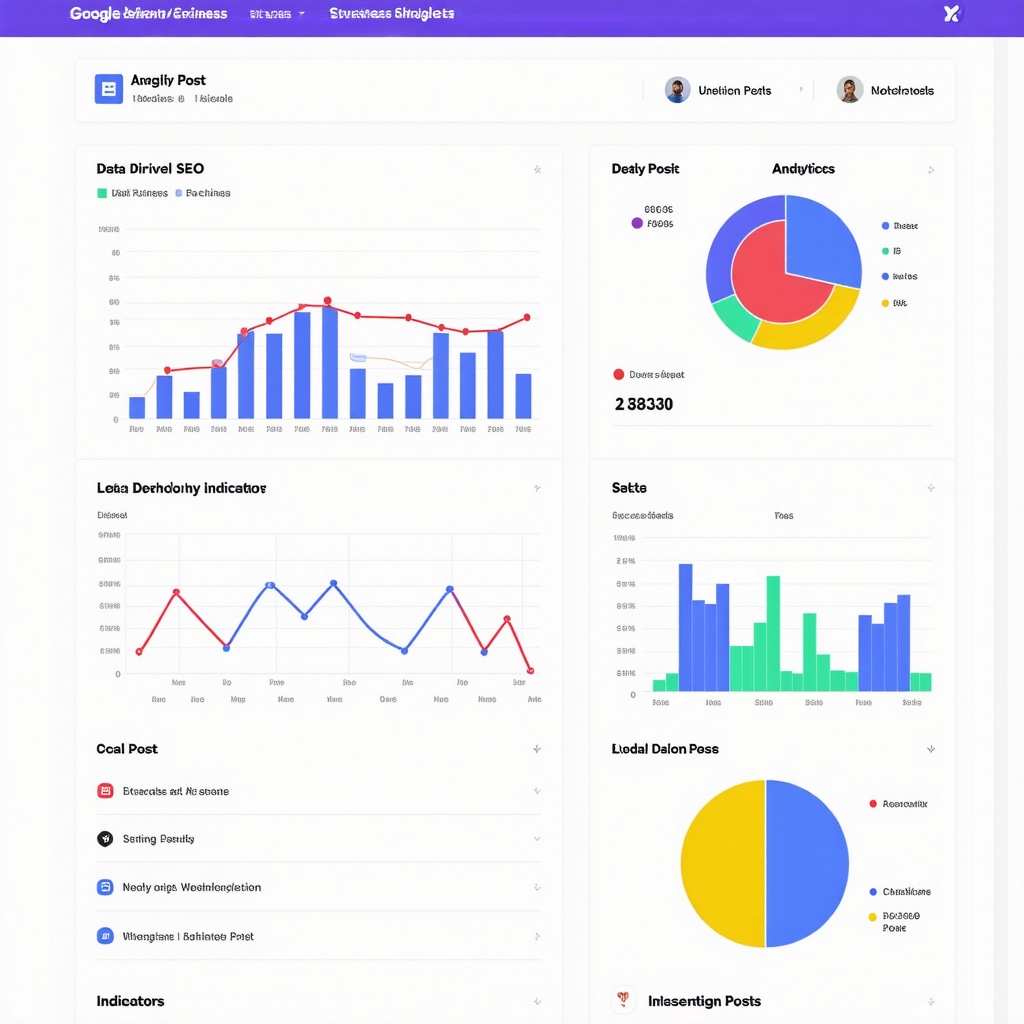 Dashboard displaying analytics graphs and metrics for Google My Business weekly posting strategy