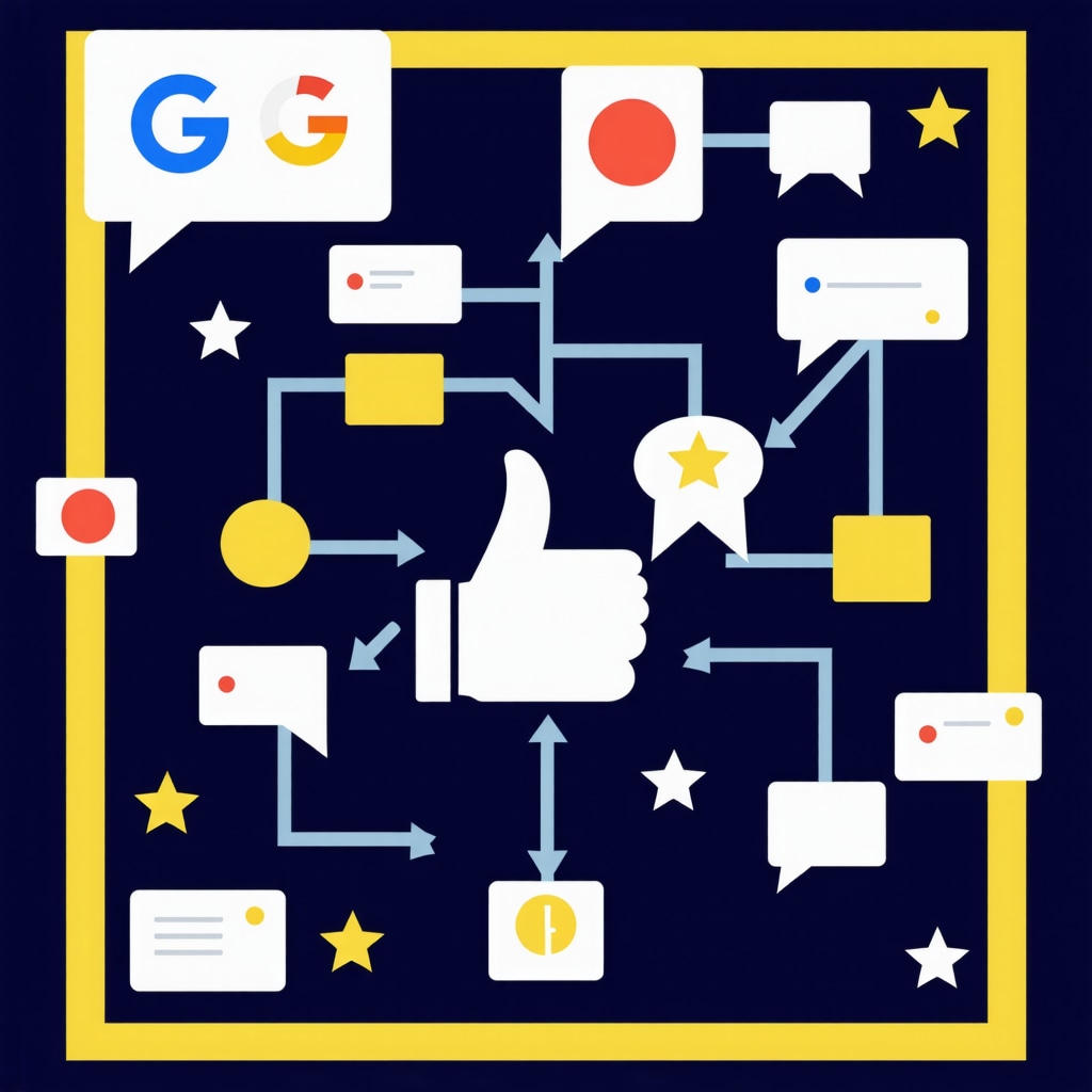 Infographic showing sentiment analysis, structured data markup, and content synchronization for Google My Business local SEO