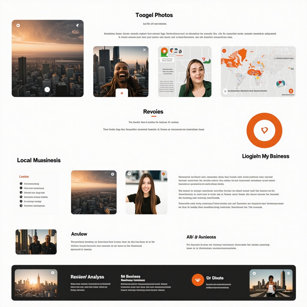 Infographic showing how geo-tagged images and AI review analytics improve Google My Business SEO rankings