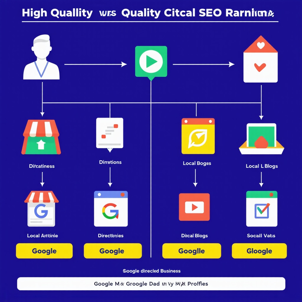 Diagram illustrating the effect of citation quality on Google My Business local SEO rankings