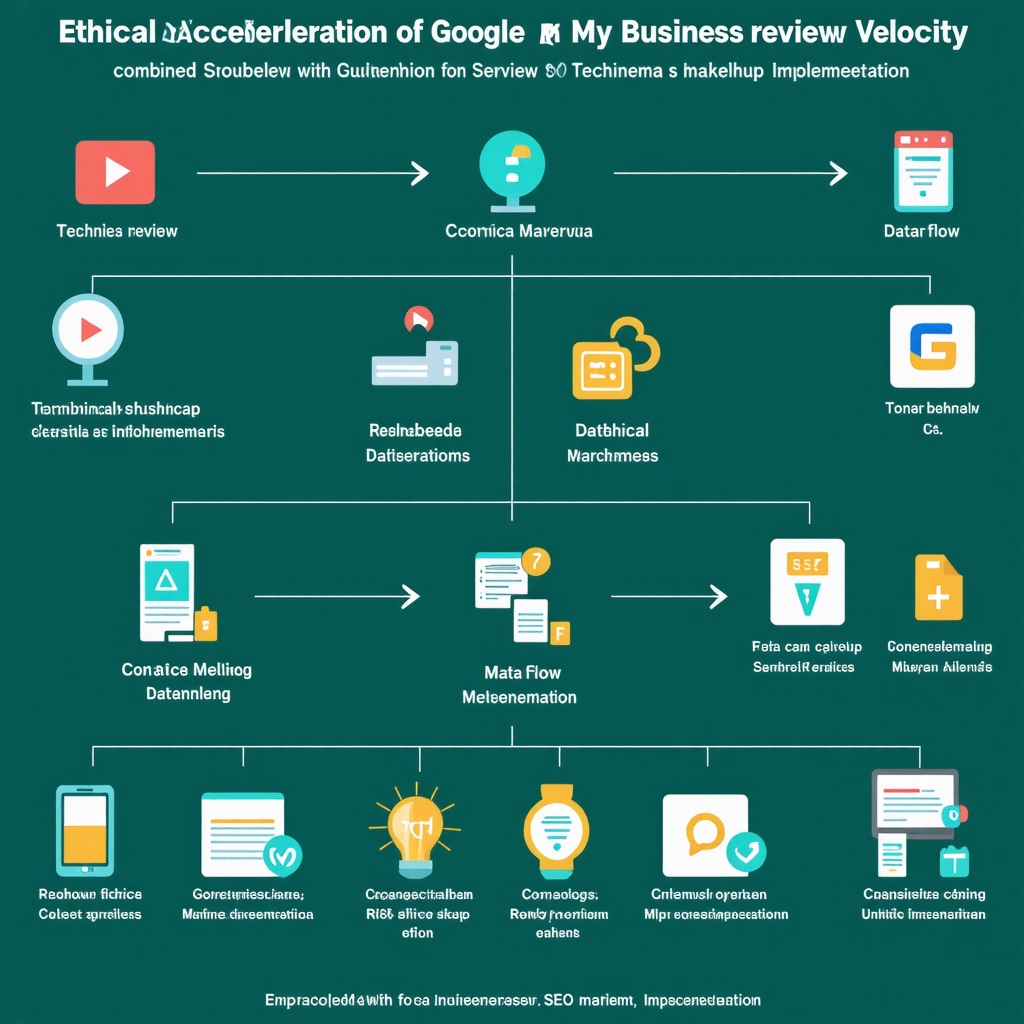 Illustration showing workflow and SEO benefits of ethical review velocity and schema markup for Google My Business