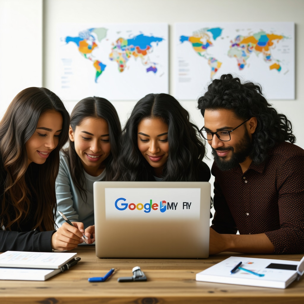 Local business owners analyzing Google My Business data and AI tools for advanced local SEO