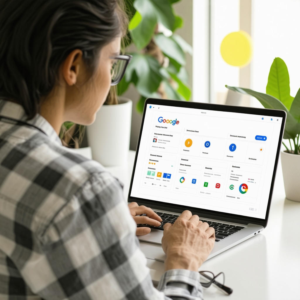 Person analyzing Google Keyword Planner data for local SEO on laptop with local landmarks