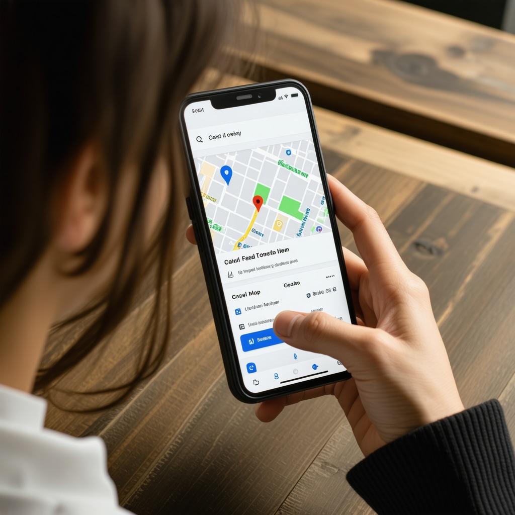 Mobile user viewing optimized local business website with Google Maps features