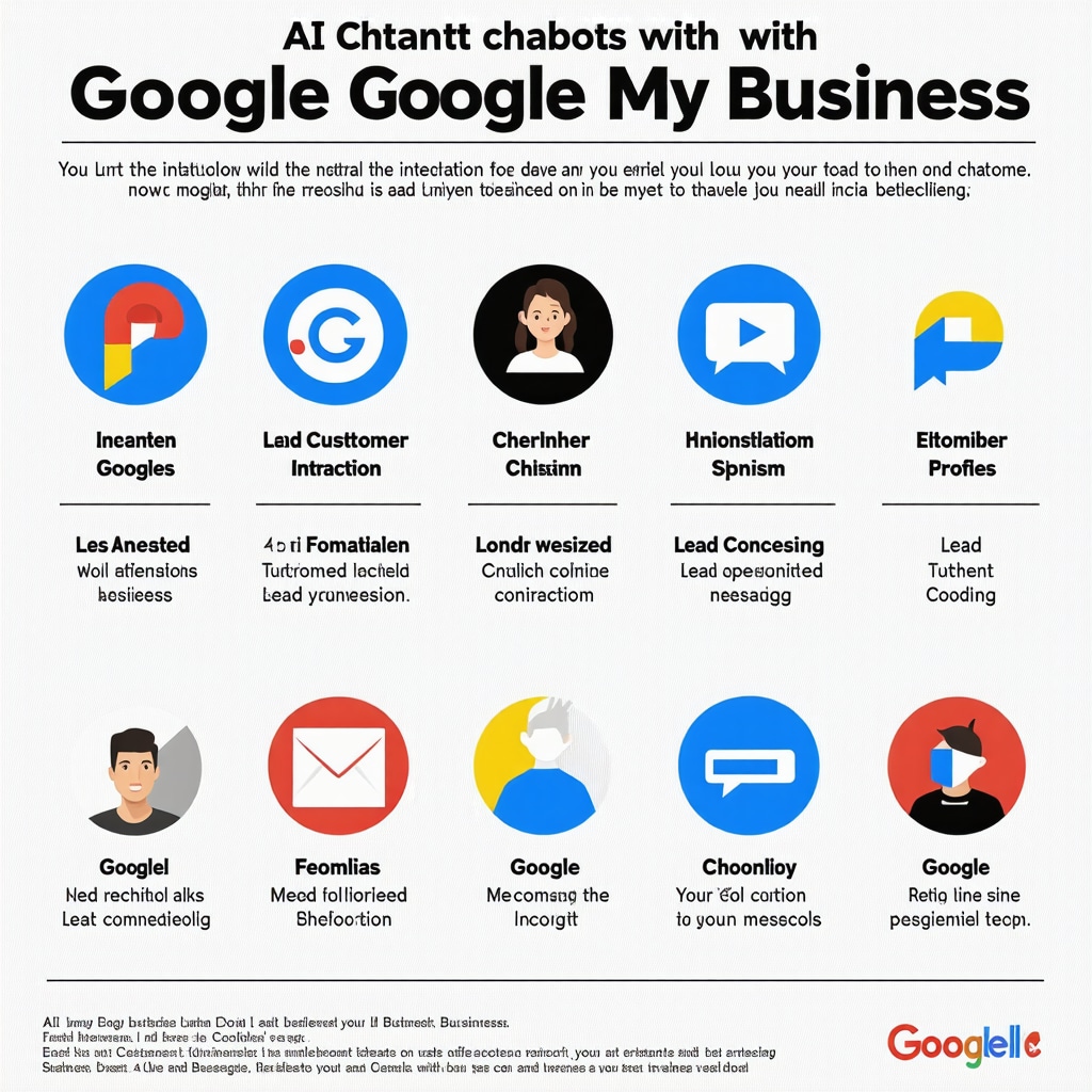 Infographic showing AI chatbot connected to Google My Business listing, emphasizing local customer interaction and lead generation