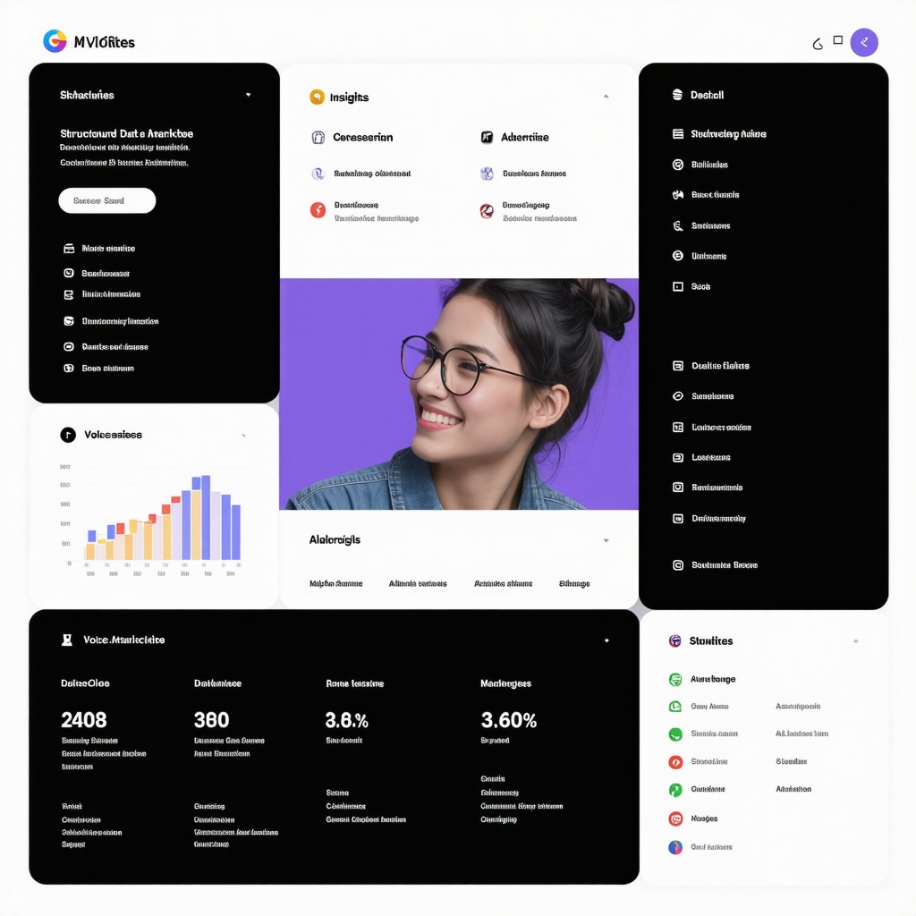 Dashboard showcasing AI analytics, structured data markup, and voice search optimization for Google My Business SEO