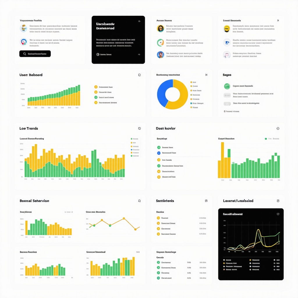 Infographic of AI analytics dashboard displaying charts for user behavior, local trends, and sentiment analysis for Google Business Profile