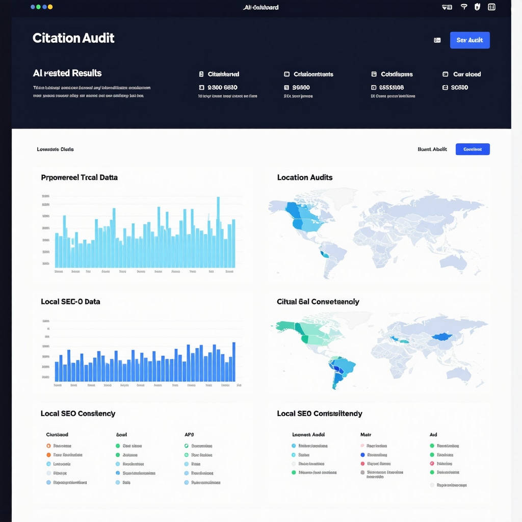 AI dashboard showing citation consistency analytics and local SEO metrics