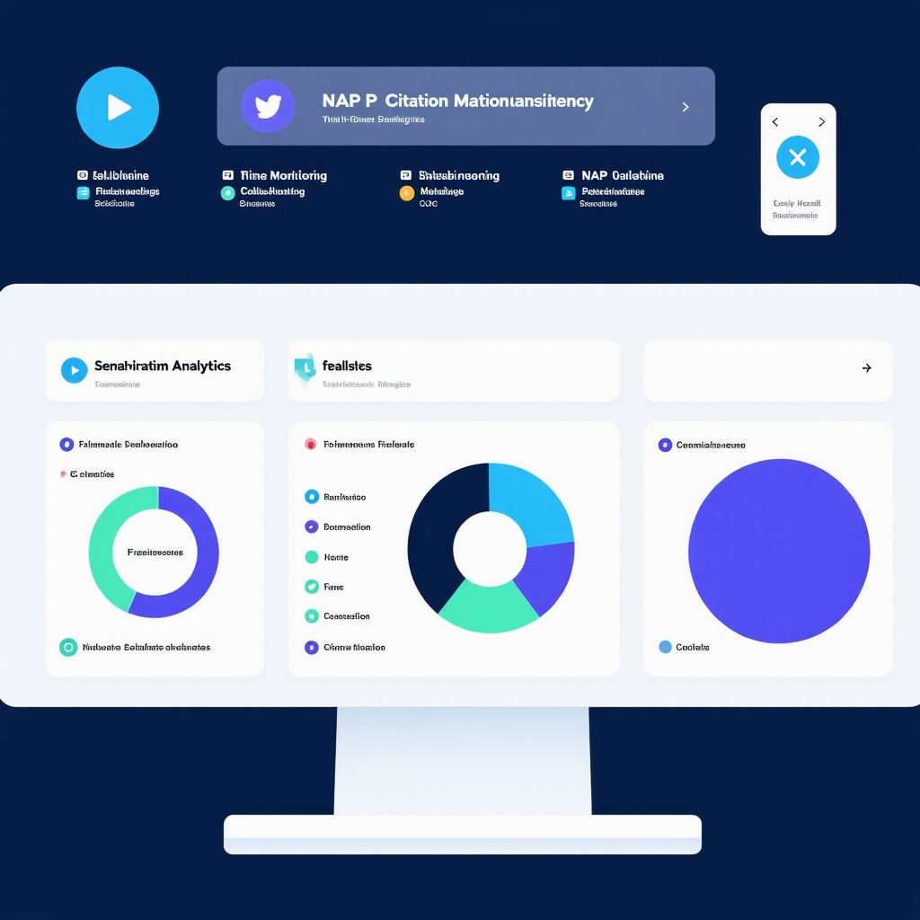 Digital dashboard showing AI analytics for NAP citation consistency and semantic search integration