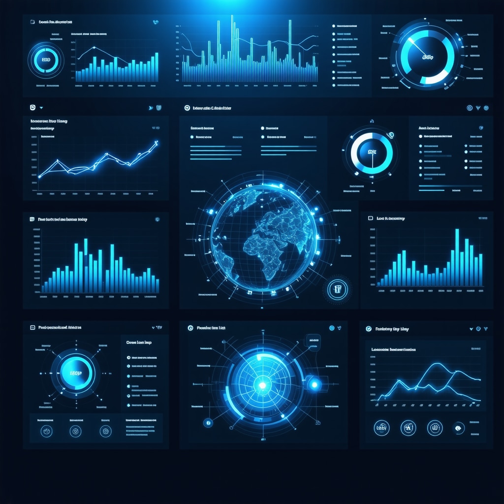 Digital dashboard showing AI-driven keyword clusters and local SEO predictive analytics for Google My Business