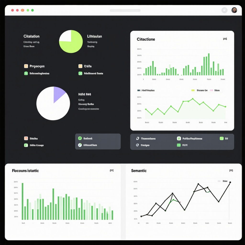 Dashboard screen displaying AI-driven citation management analytics, semantic citation content optimization, and local SEO performance metrics