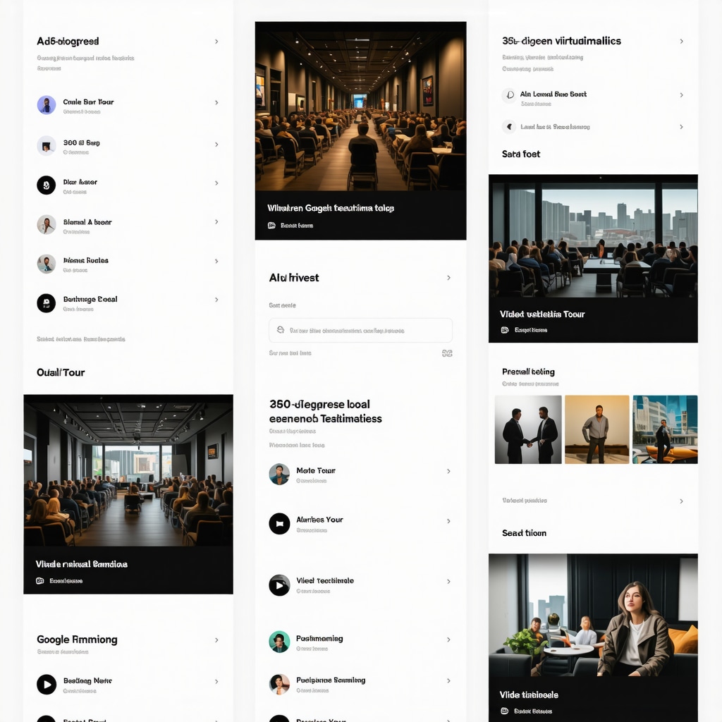 Digital marketing dashboard displaying AI-driven local SEO analytics and interactive multimedia elements on a Google Business Profile