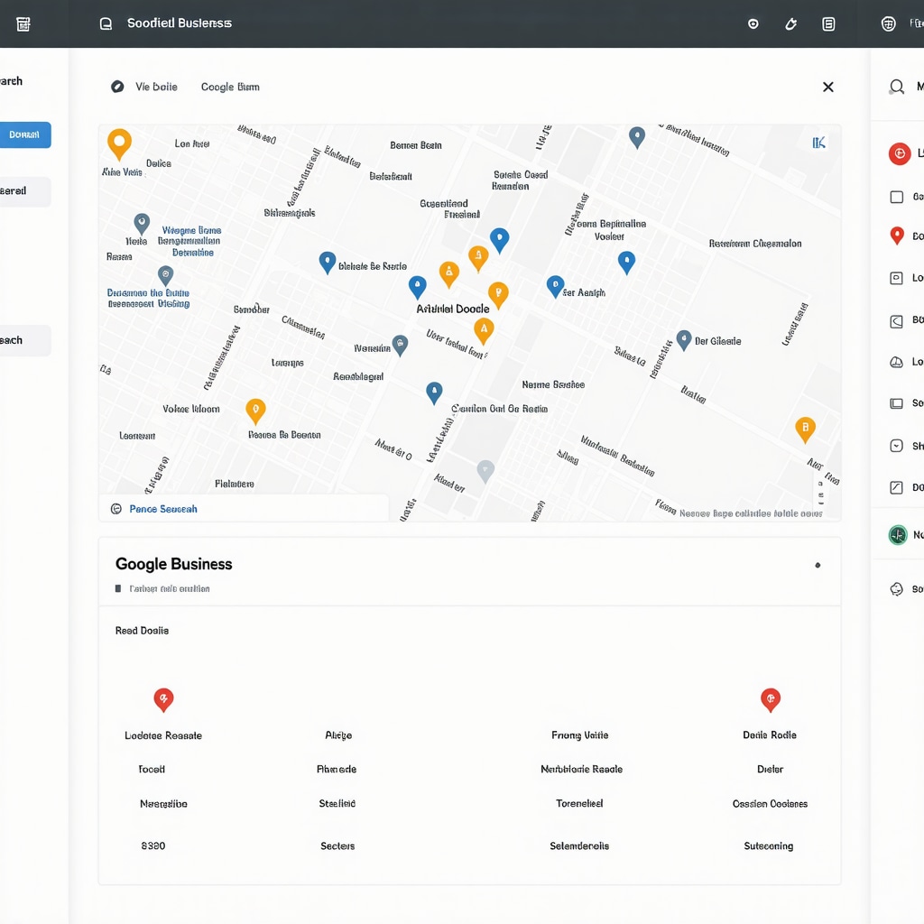 Digital dashboard showing AI analytics, local maps, voice search icons, and engagement metrics for optimizing Google Business Profile