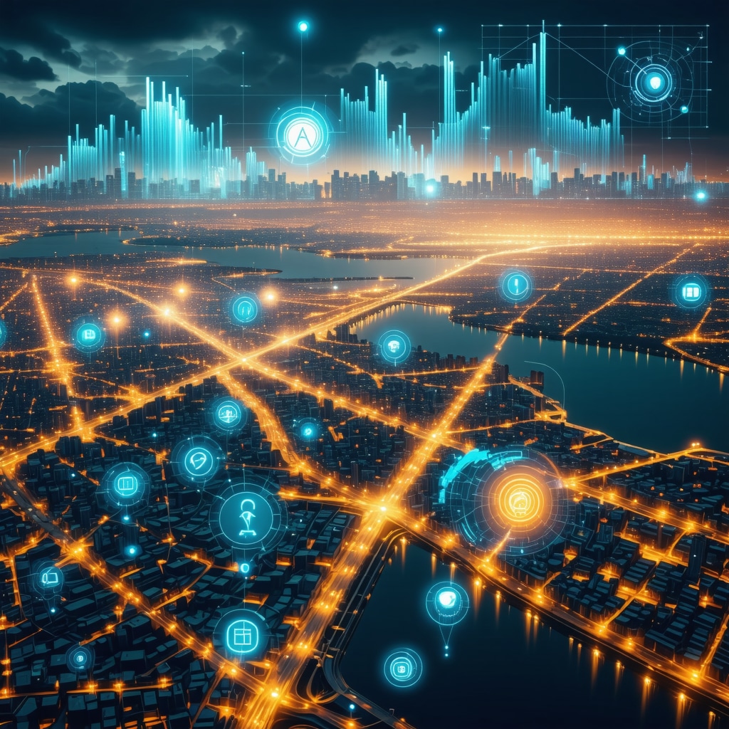Digital dashboard displaying AI analytics, heatmaps, and semantic schema overlays for local SEO optimization