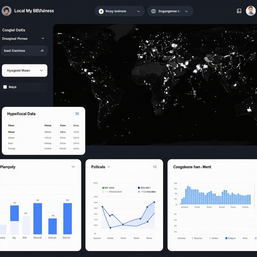 Digital dashboard showing AI-driven local SEO analytics and Google My Business engagement metrics