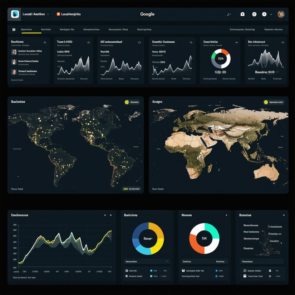 Digital dashboard showcasing AI analytics and backlink metrics for local SEO on Google Business Profile