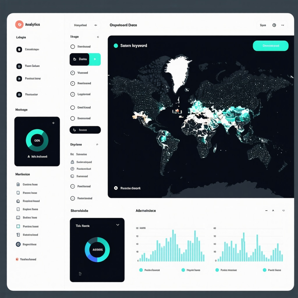 Futuristic analytics dashboard showing AI-driven GMB keyword insights and local search behavior data
