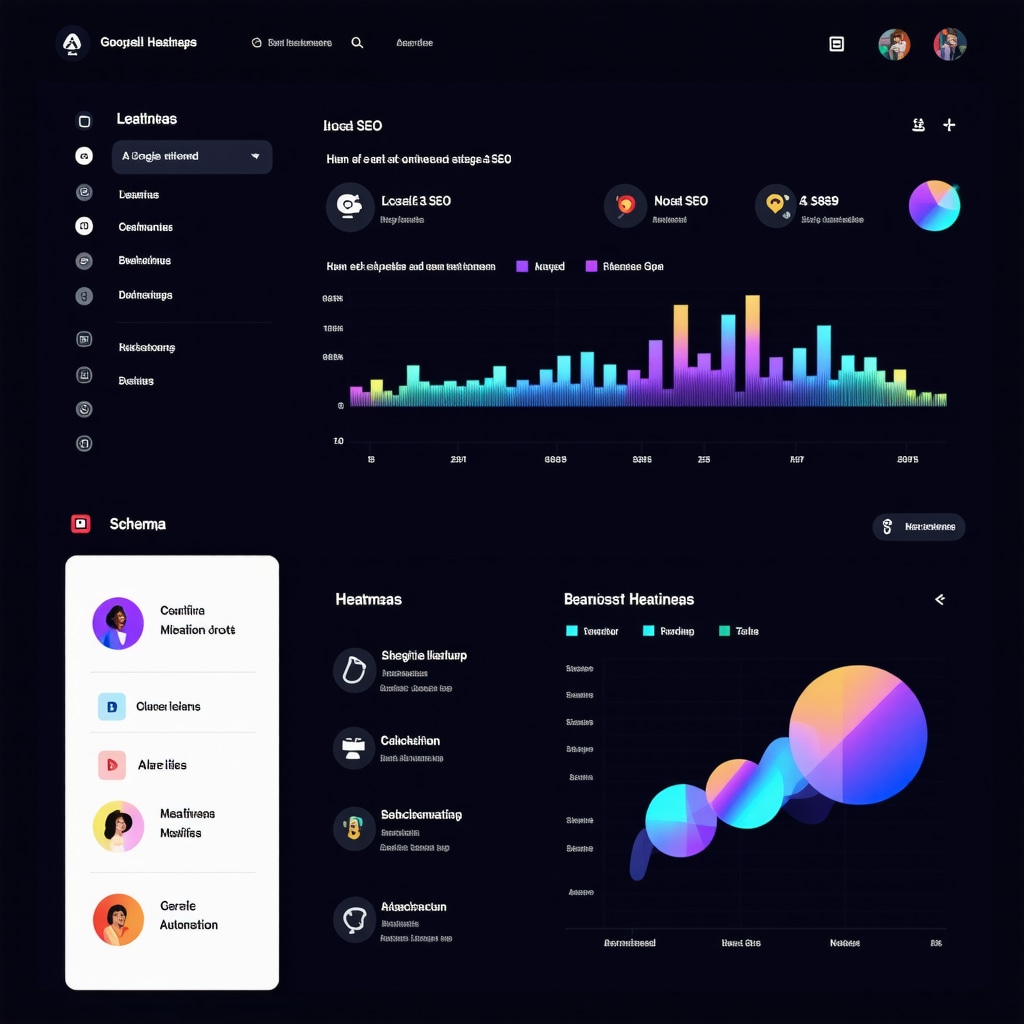 Dashboard visualizing AI analytics, heatmaps, and schema markup for optimized Google Business Profiles