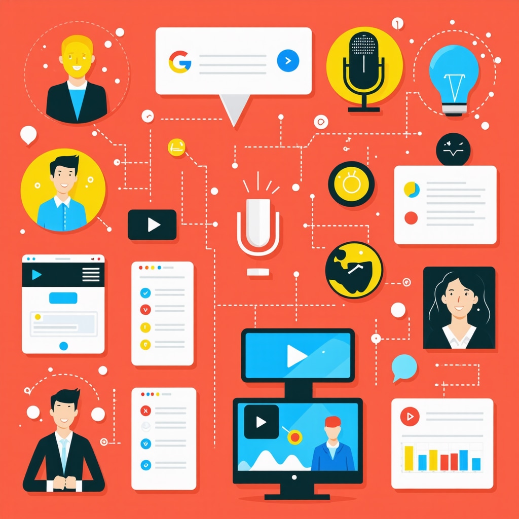 Infographic showcasing behavioral metrics, voice search optimization, and content diversification for Google Business Profiles