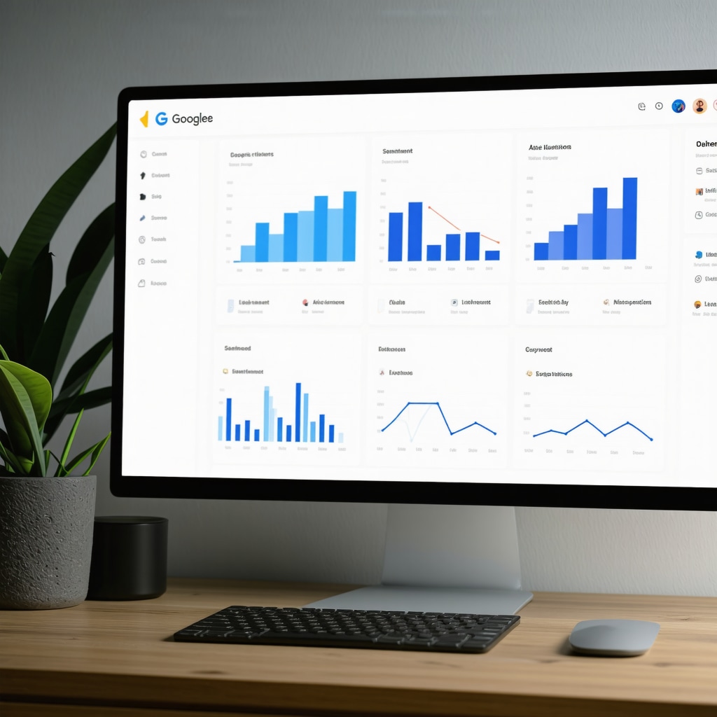 Dashboard showing detailed Google My Business analytics including sentiment analysis and keyword trends