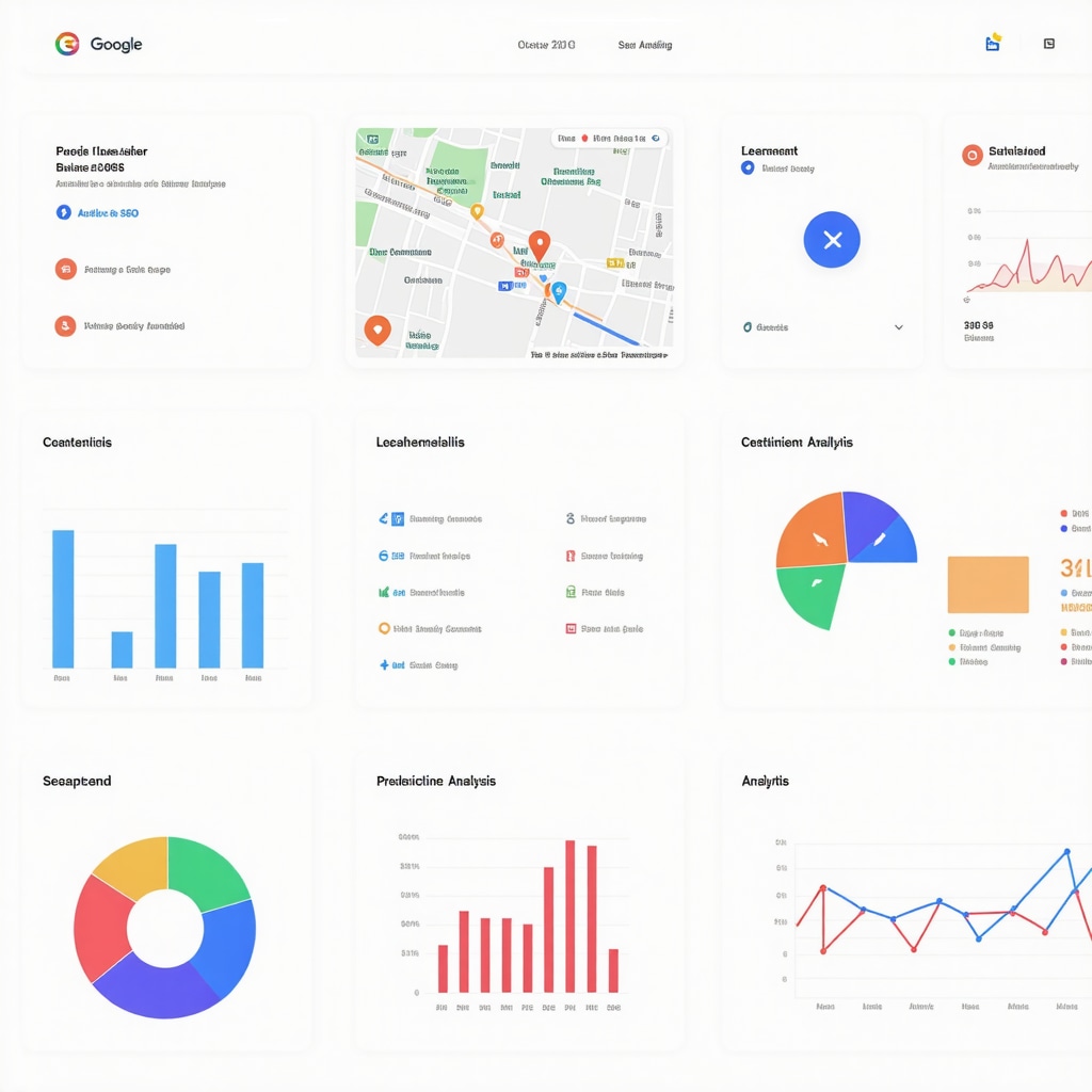 Dashboard showing Google My Business advanced analytics with graphs and sentiment insights for local SEO